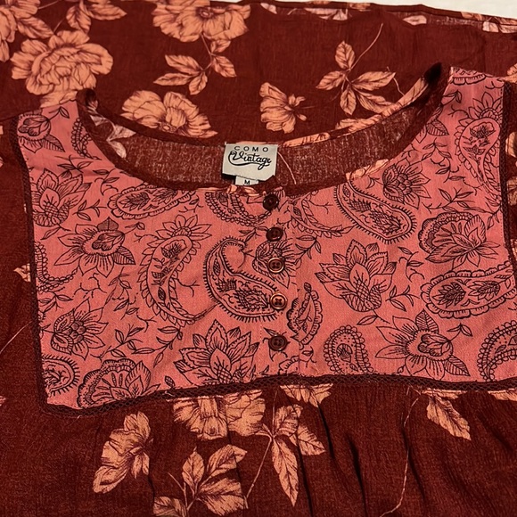 COMO Vintage, Kimono Bishop Sleeves, 5-Way Button Front Top, Multi, Medium - Picture 3 of 6